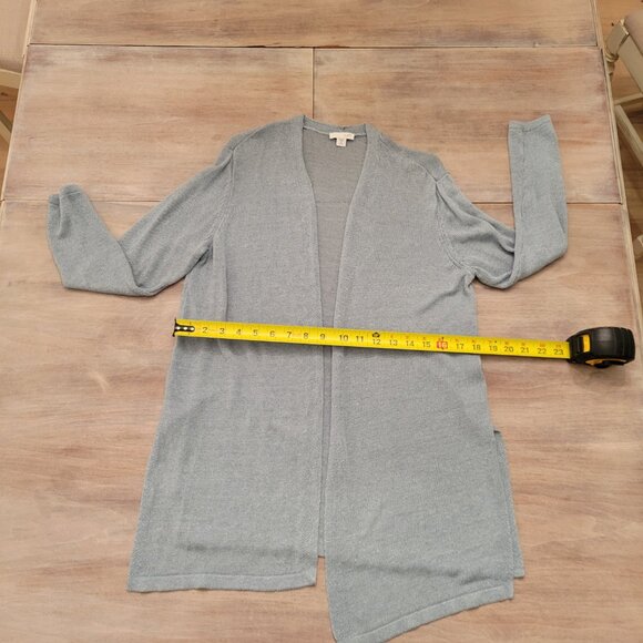 J. Jill Linen Blend Semi Sheer Open Front Long Cardigan Sweater Sz Medium - Picture 7 of 9